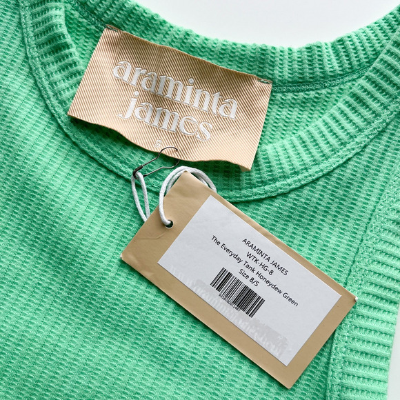 NWT Araminta James The Everyday Tank Honeydew Green Waffle Knit Women XS 6 Beach - Picture 7 of 9